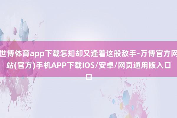 世博体育app下载怎知却又逢着这般敌手-万博官方网站(官方)手机APP下载IOS/安卓/网页通用版入口