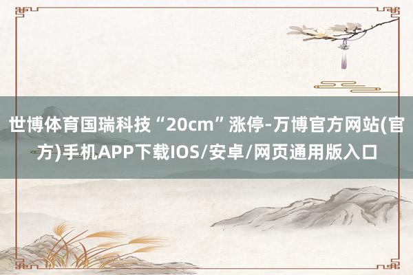 世博体育国瑞科技“20cm”涨停-万博官方网站(官方)手机APP下载IOS/安卓/网页通用版入口