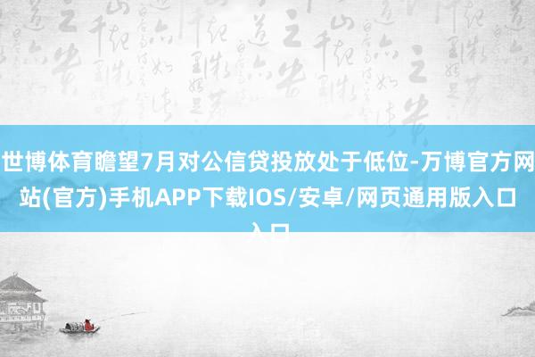 世博体育瞻望7月对公信贷投放处于低位-万博官方网站(官方)手机APP下载IOS/安卓/网页通用版入口